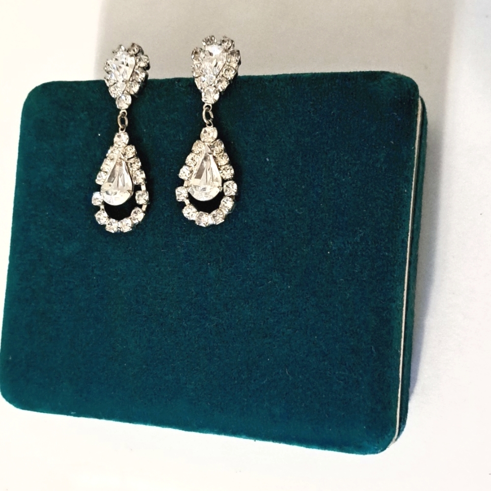Rhinestone Crystal Tear Drop Dangle Earrings